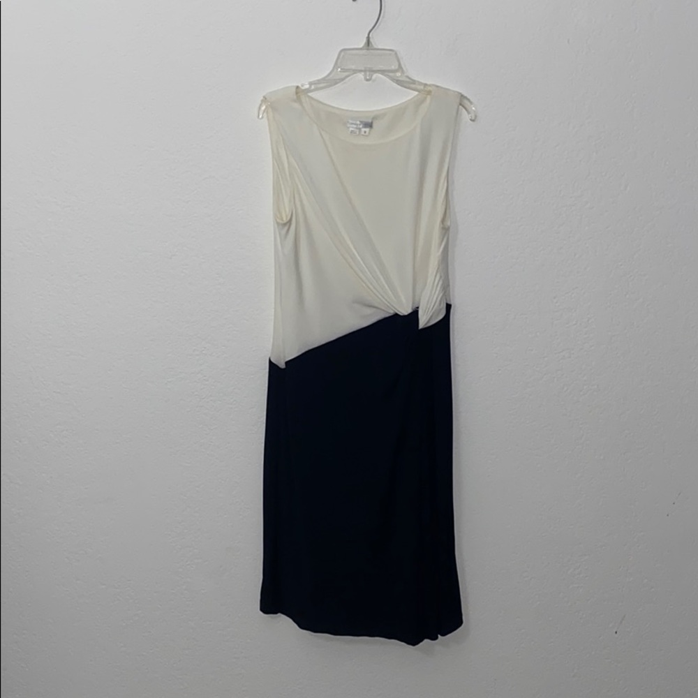 London Times Black/White Midi Dress